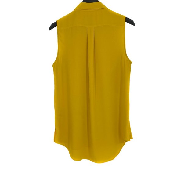 RACHEL ZOE Los Angeles New York Yellow Button Up Sleeveless Shirt Size L - Picture 10 of 16